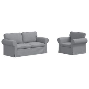 vidaXL Juego de Sof&aacute; 2 uds. Gris Claro tela