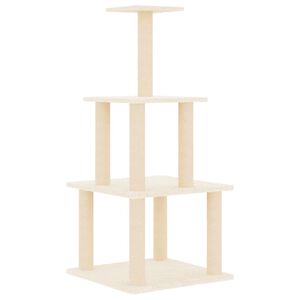 vidaXL Rascador para gatos con postes de sisal color crema 111 cm