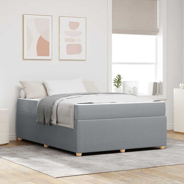 vidaXL Estructura de cama con colch&oacute;n Gris claro 160 x 200 cm tela