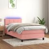 vidaXL Cama box spring colch&oacute;n y LED terciopelo rosa 90x200 cm