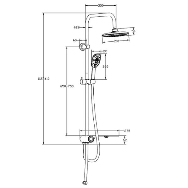 SCH&Uuml;TTE Set de ducha fija con bandeja AQUASTAR blanco-cromo
