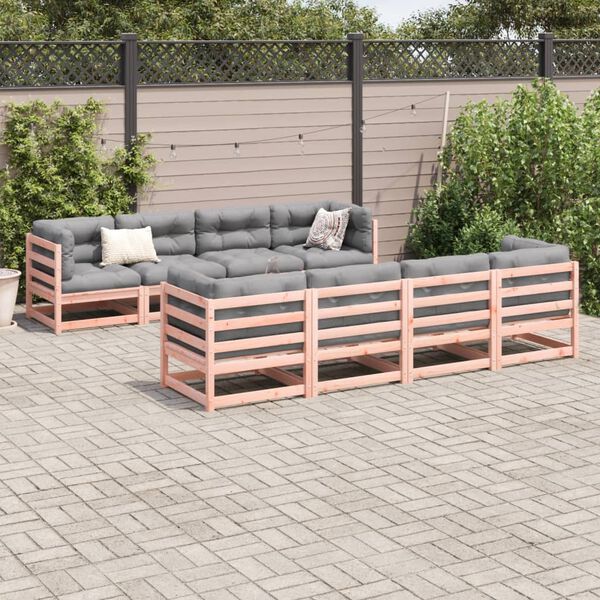 vidaXL Set de sof&aacute;s jard&iacute;n 9 pzas con cojines madera de abeto Douglas
