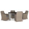 vidaXL Juego de comedor de jard&iacute;n 5 piezas con cojines marr&oacute;n