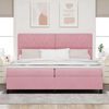 vidaXL Cama Box Spring LED con colch&oacute;n Rosa 200 x 200 cm Terciopelo