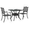 vidaXL Conjunto de mesa de jard&iacute;n 3 pcs Negro Aluminio fundido