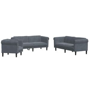 vidaXL Juego de sof&aacute;s 3 piezas terciopelo gris oscuro