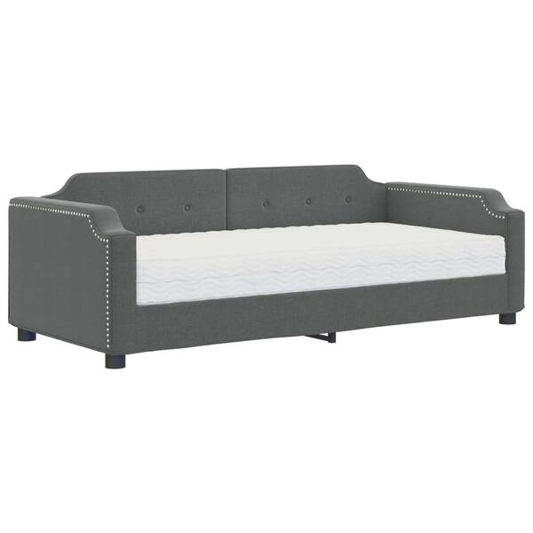 vidaXL Sof&aacute; cama con colch&oacute;n tela gris oscuro 80x200 cm
