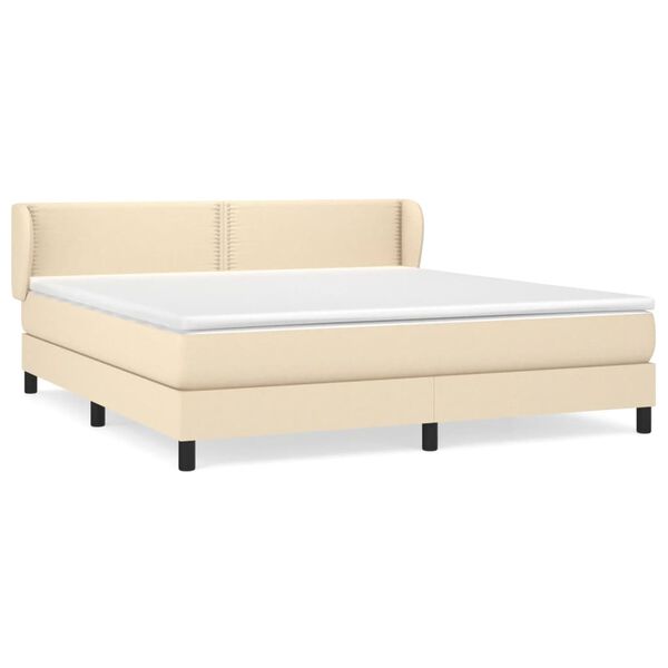 vidaXL Cama box spring con colch&oacute;n tela color crema 180x200 cm