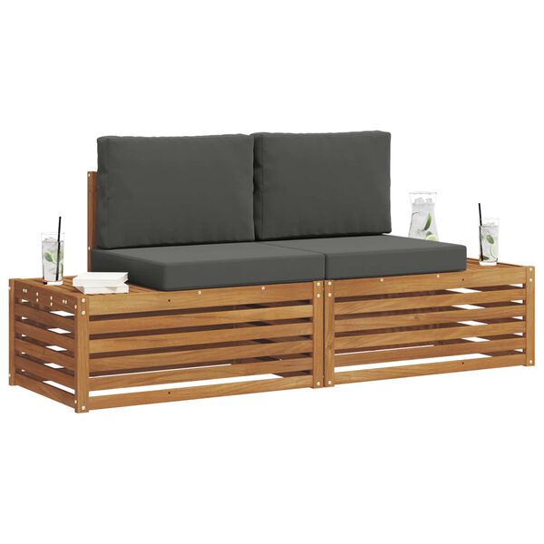 vidaXL Conjunto de sof&aacute;s de exterior 2 Pieza Natural y Antracita