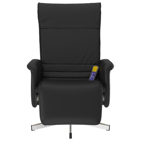 vidaXL Sill&oacute;n reclinable masaje con reposapi&eacute;s cuero sint&eacute;tico negro