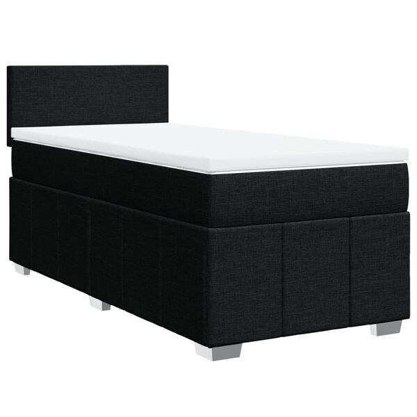 vidaXL Cama box spring con colch&oacute;n tela negro 100x200 cm
