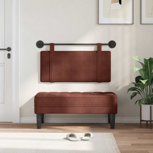 vidaXL Cabecera Colgante Marr&oacute;n Brillante 100 x 55 x 5 cm PU antiguo