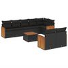 vidaXL Set de sof&aacute;s de jard&iacute;n 8 piezas y cojines rat&aacute;n sint&eacute;tico negro