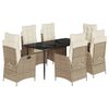 vidaXL Set comedor de jard&iacute;n 7 pzas con cojines rat&aacute;n sint&eacute;tico beige