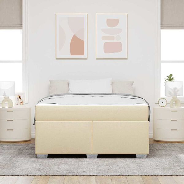 vidaXL Estructura de cama con colch&oacute;n Crema 140 x 200 cm tela