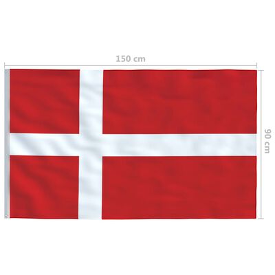 vidaXL Bandera de Dinamarca y mástil de aluminio 6 m