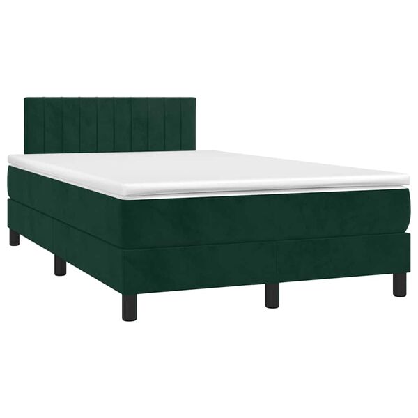 vidaXL Cama box spring con colch&oacute;n terciopelo verde oscuro 120x190 cm