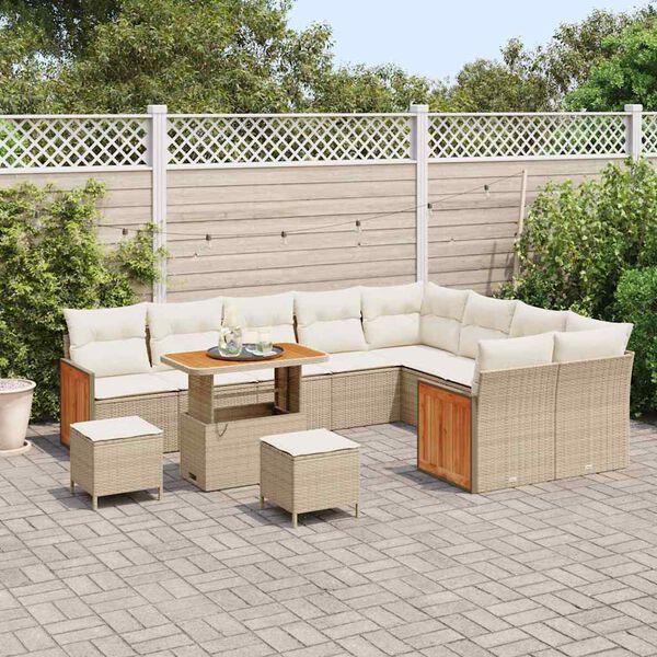 vidaXL Conjunto de sof&aacute;s de jard&iacute;n con coj&iacute;n 13 pcs Beige y Crema