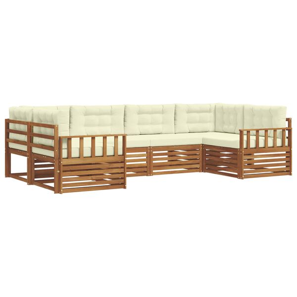 vidaXL Conjunto de sof&aacute;s de exterior con coj&iacute;n 6 pcs Natural y Crema