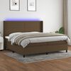 vidaXL Cama box spring colch&oacute;n luces LED tela marr&oacute;n oscuro 200x200 cm