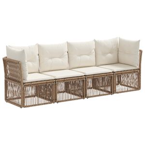 vidaXL Conjunto de sof&aacute;s de jard&iacute;n 4 uds. Beige rat&aacute;n sint&eacute;tico