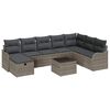 vidaXL Conjunto de sof&aacute; de jard&iacute;n 9 uds. Gris rat&aacute;n sint&eacute;tico