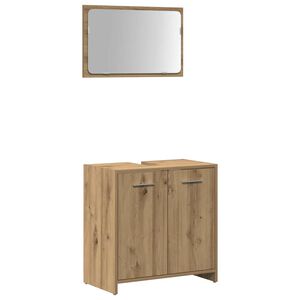 vidaXL Mueble de ba&ntilde;o con espejo de madera ingenier&iacute;a roble artesanal