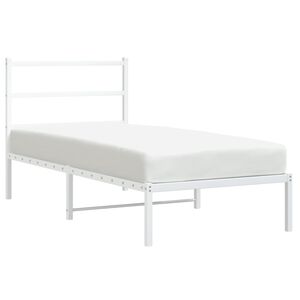 vidaXL Estructura cama sin colch&oacute;n con cabecero metal blanco 90x190 cm