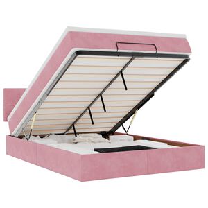 vidaXL Estructura cama otomana colch&oacute;n terciopelo rosa 140x200cm