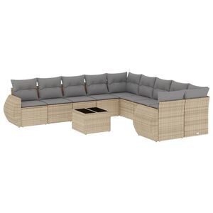 vidaXL Set de sof&aacute;s de jard&iacute;n 11pzas con cojines rat&aacute;n sint&eacute;tico beige