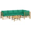 vidaXL Set de muebles de jardín 6 piezas bambú con cojines verde