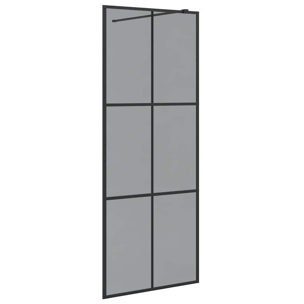 vidaXL Pared de Ducha Walk-in Negro 80 x 195 cm vidrio templado