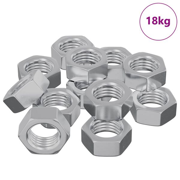 vidaXL Tuerca Hexagonal 9000 pcs Plateado Metal