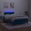 vidaXL Cama box spring colch&oacute;n y LED terciopelo azul oscuro 120x200 cm