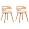 vidaXL Sillas de comedor 2 uds madera curvada y cuero sint&eacute;tico crema