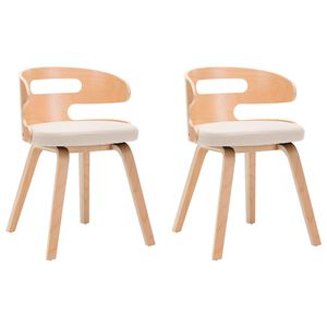 vidaXL Sillas de comedor 2 uds madera curvada y cuero sint&eacute;tico crema