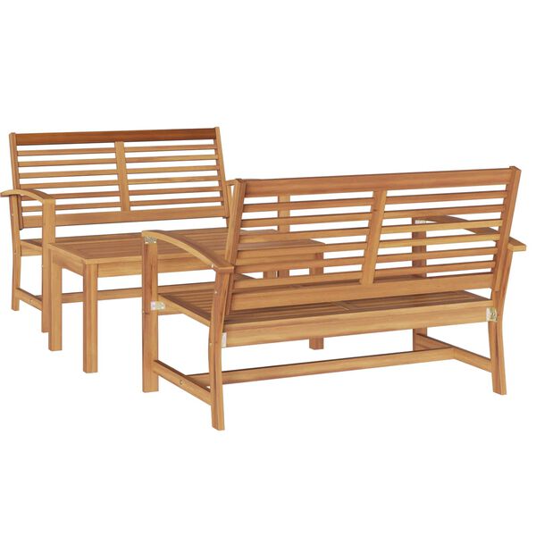 vidaXL Conjunto de sof&aacute;s de jard&iacute;n 3 pcs Natural Madera de teca maciza