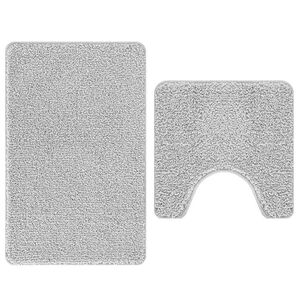 vidaXL Conjunto de alfombra de ba&ntilde;o antideslizante 2 pcs Gris PP