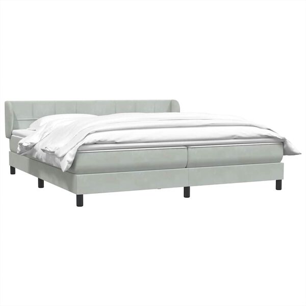vidaXL Cama box spring con colchones terciopelo gris claro 180x210 cm
