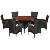 vidaXL Set comedor jardín 7 pzas ratán sintético y madera acacia negro