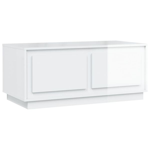 vidaXL Mesa de centro madera contrachapada blanco brillo 102x50x44 cm