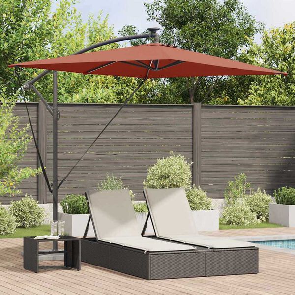 vidaXL Parasol de cantilever tipo plátano Terracota 294 x 200 x 254 cm