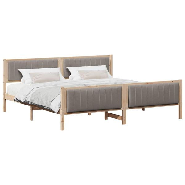 vidaXL Estructura de cama con cabecera Marr&oacute;n y taupe 200 x 200 cm