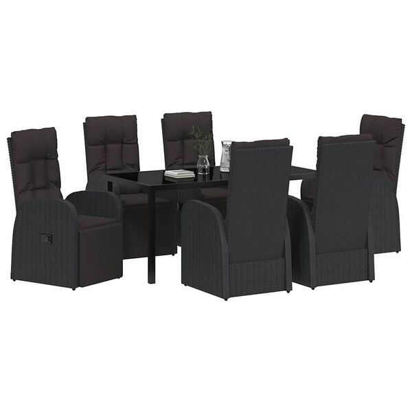 vidaXL Conjunto de Comedor de Jard&iacute;n 7 pcs Negro rat&aacute;n sint&eacute;tico
