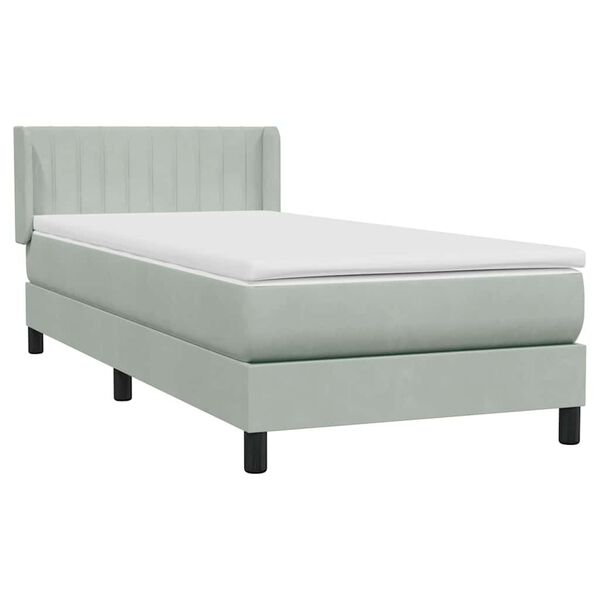 vidaXL Cama box spring con colch&oacute;n terciopelo gris claro 80x210 cm