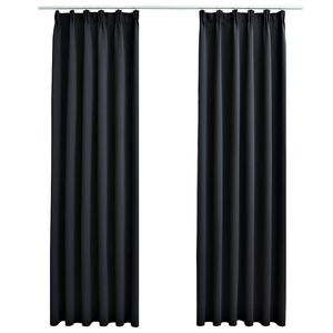vidaXL Cortinas opacas con ganchos 2 piezas negro 140x175 cm