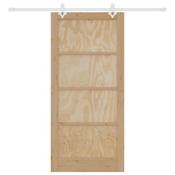 vidaXL Puerta Corredera Marr&oacute;n 93 x 202 cm Madera de pino macizo