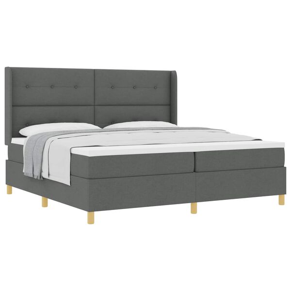 vidaXL Cama tipo Box Spring con colch&oacute;n Gris oscuro 200 x 200 cm tela