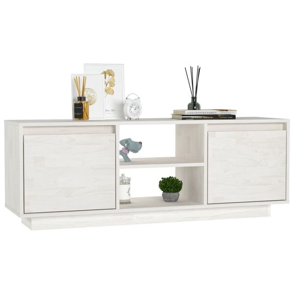 vidaXL Mueble de TV madera maciza de pino blanco 110x30x40 cm