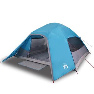vidaXL Tienda de campa&ntilde;a igl&uacute; para 4 personas impermeable azul